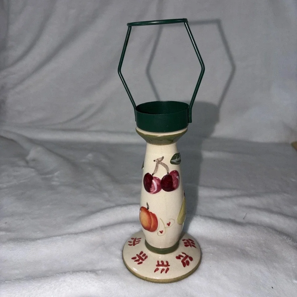 Vintage Noble Excellence Napa Valley Fruit Motif Candle Holder Base Only 80s EUC